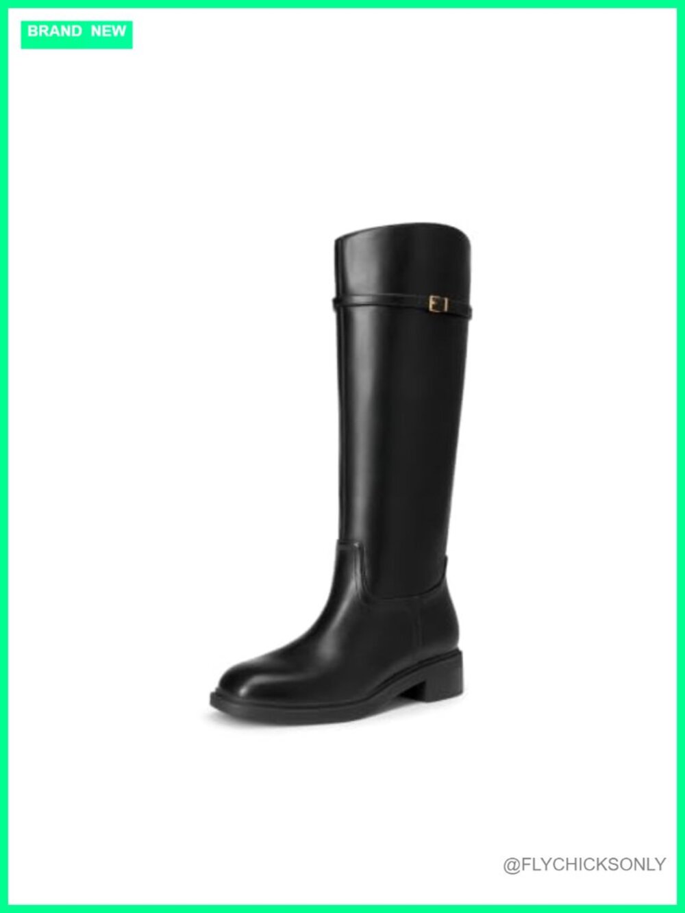 Knee-High Buckle Strap Riding Boots Faux Leather Women's